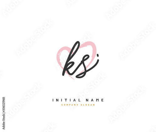 K S KS Beauty vector initial logo, handwriting logo of initial signature, wedding, fashion, jewerly, boutique, floral and botanical with creative template for any company or business.