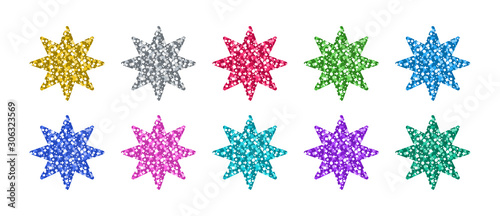 Glitter Star Set In Differently Colors