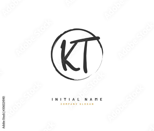 K T KT Beauty vector initial logo, handwriting logo of initial signature, wedding, fashion, jewerly, boutique, floral and botanical with creative template for any company or business.