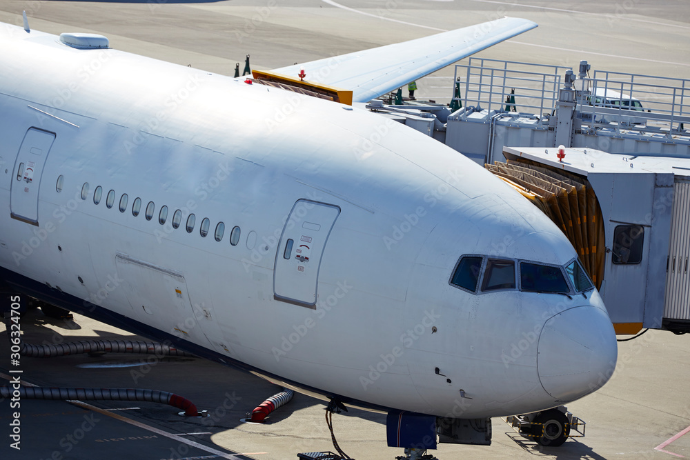 Obraz premium Airplane getting ready at terminal