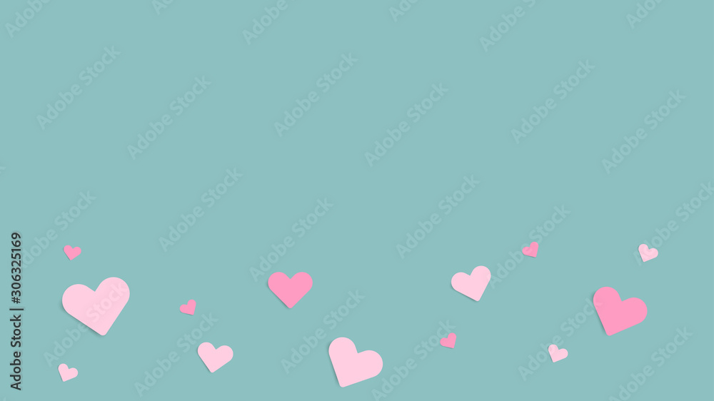 Paper elements heart flying.Vector symbols of love for Happy Women's, Mother's, Valentine's Day, birthday card design.