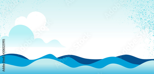 Blue sea / ocean waves and sky  background - Vector