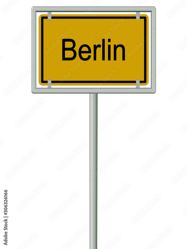 Berlin, Ortseingangsschild, Illustration