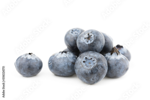 Group of blueberries isolated on white background