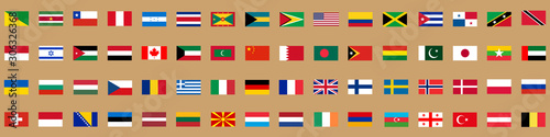 Flags of the countries. A large set of flags of different countries. Vector illustration.