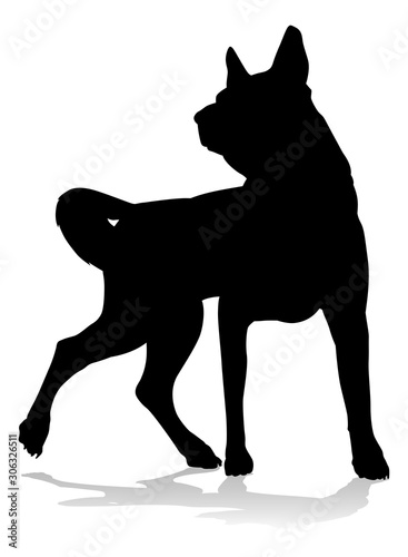 A detailed animal silhouette of a pet dog