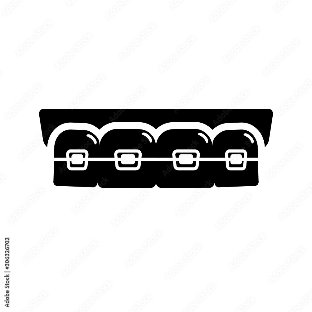 Dental brackets vector icon. filled flat sign for mobile concept and web design. Dental brackets glyph icon. Symbol, logo illustration. Vector graphics