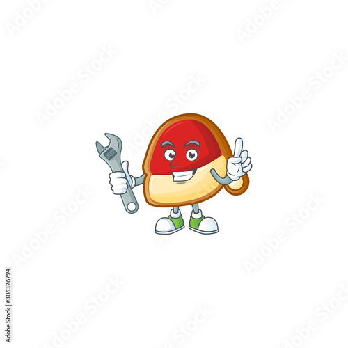 Professional Mechanic christmas hat cookies mascot cartoon character style