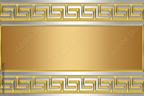 frame with traditional vintage Golden Greek ornament,  Gold pattern for decorative tiles