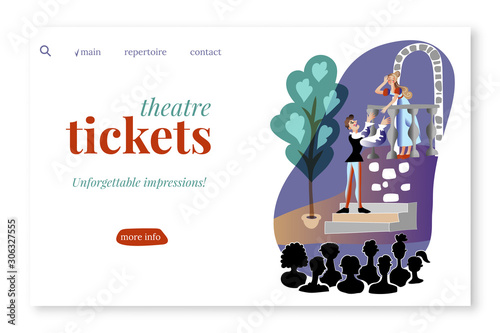 Theatre tickets vector landing page template