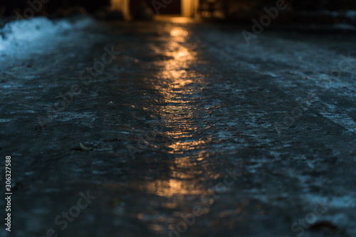 Wallpaper Mural icy road night light winter Torontodigital.ca