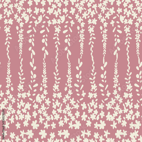  Floral vector seamless pattern. Simple stylized flowers and leaves background made with clipping mask for easy editing.