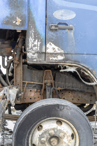 Broken cab of an old truck.