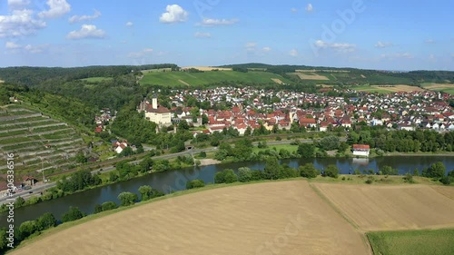 Aerial view of Castle Horneck, Gundelsheim, Baden-Wuerttemberg, Germany photo