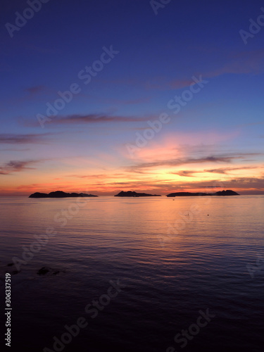 Cies Islands sunset. Wonderfull sunset in Vigo.