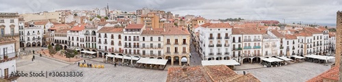 Panoramic view of Caceres historic center from the old medieval wall