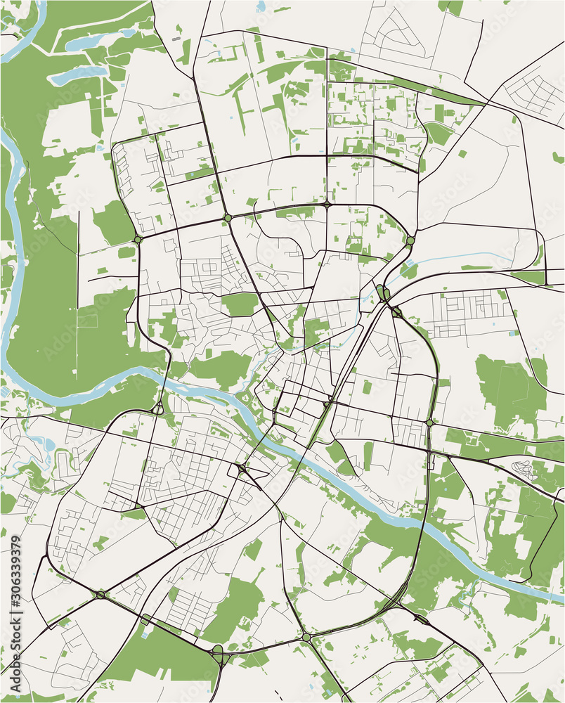map of the city of Grodno, Belarus