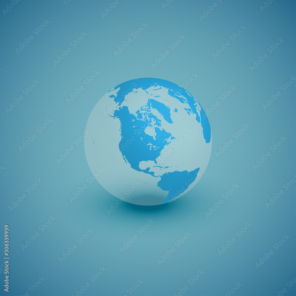 Light world globe map on blue background, vector illustration Light world globe map on blue background, vector illustration