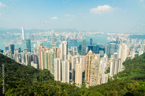 View of the skyline of Hong Kong from Victoria Peak