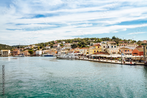 Greece 2018, panoramic view of Gaios, capital of Paxos island.