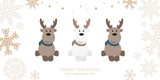 christmas greeting card with cute deer and snowflakes vector illustration EPS10