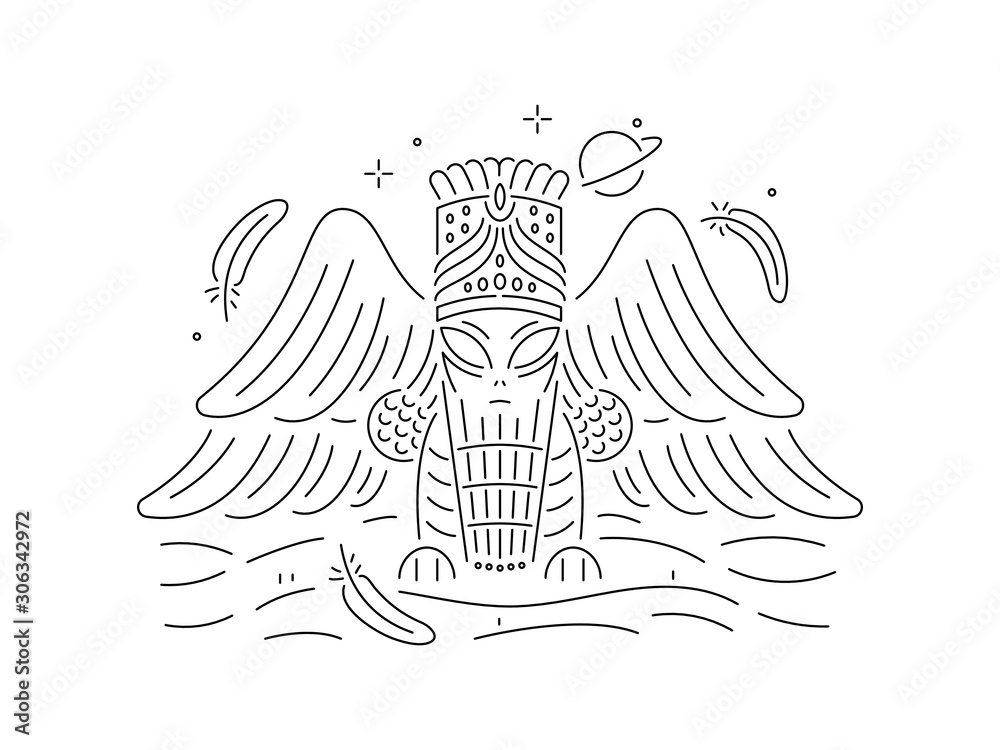Black Alien vector design of ancient Babylon and Sumerian deity on white background