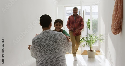 Family enjoying free time at home photo