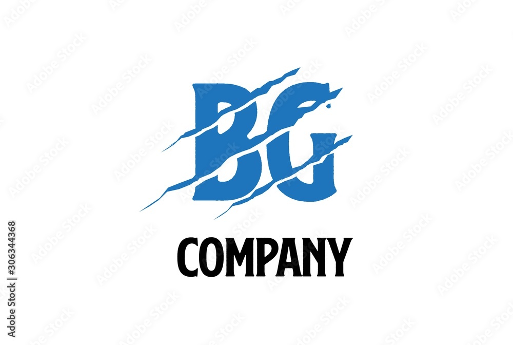Blue BG letter template logo design with scratch effect