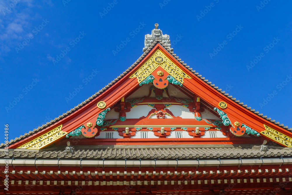 Decorated roof in the Senso-ji temple compound, Asakusa, Tokyo