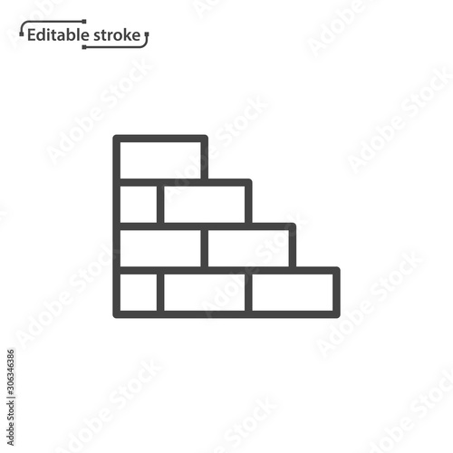Brick wall line vector icon. Editable stroke.