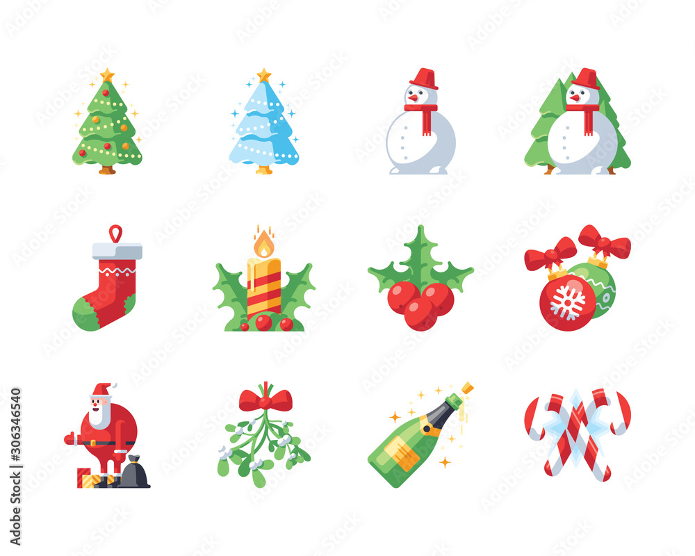 Christmas and New Year vector icon set