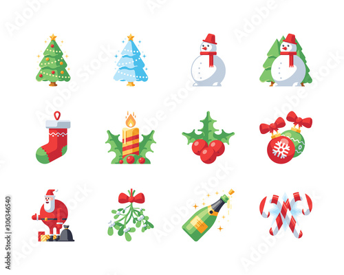 Christmas and New Year vector icon set