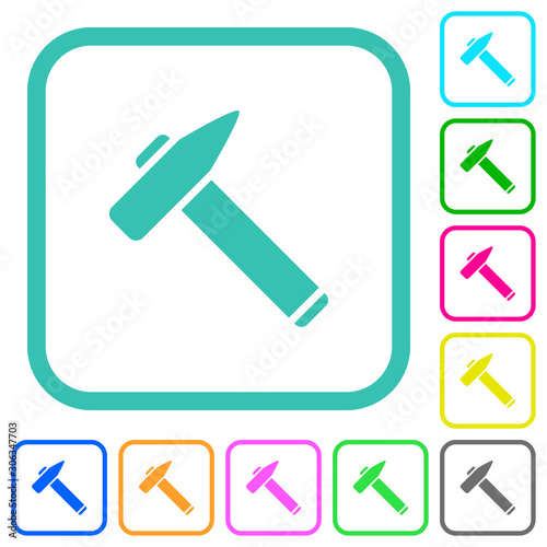 Old hammer vivid colored flat icons