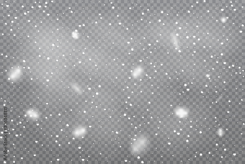 Realistic falling snow on transparent background. Vector illustration. Realistic falling snow on transparent background. Vector illustration.