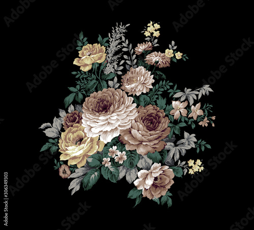 Decorative elegant luxury design.Vintage elements in baroque, rococo style.Design for cover, fabric, textile, wrapping paper . © lin