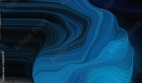 Fototapeta Naklejka Na Ścianę i Meble -  modern soft curvy waves background design with very dark blue, strong blue and teal color