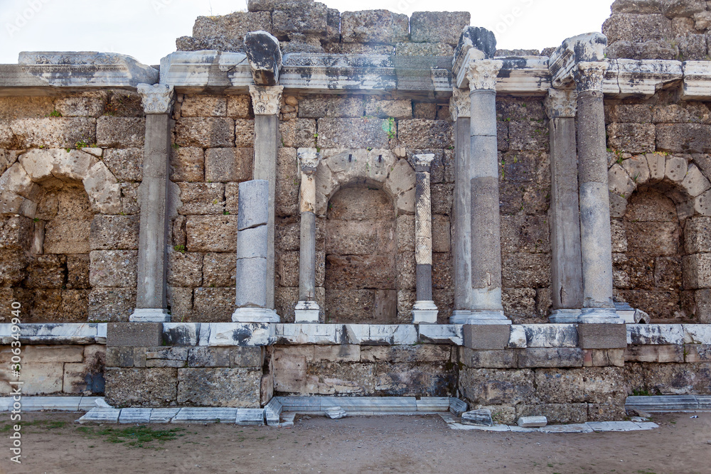 Old ruins of the city of Side Turkey