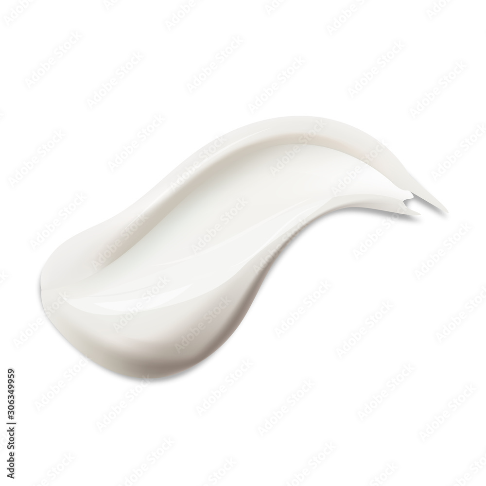 Cream texture stroke isolated on transparent background. Facial creme