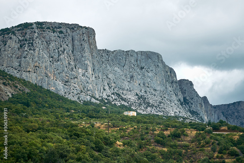 View of the mountain near to the forest. Concept of the tourism, nature, summer travel, hiking
