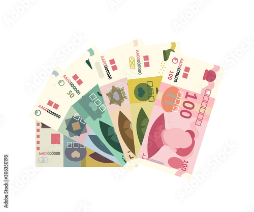 Chinese yuan banknote stack isolated on white