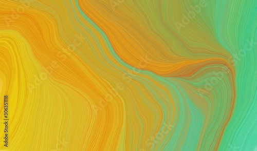 modern soft swirl waves background illustration with golden rod  medium sea green and moderate green color
