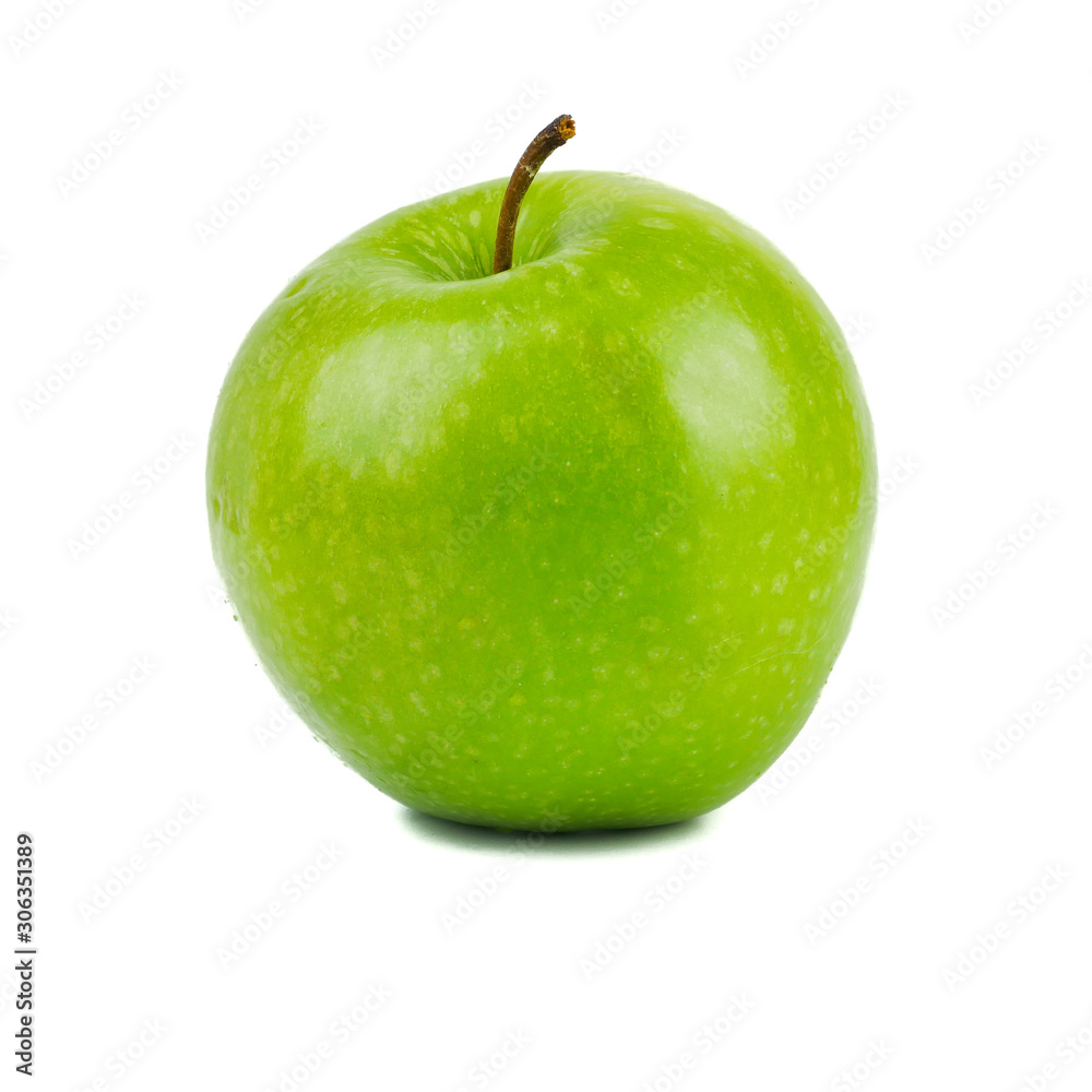 Fresh Ripe green apple isolated on a white background, fruit healthy concept