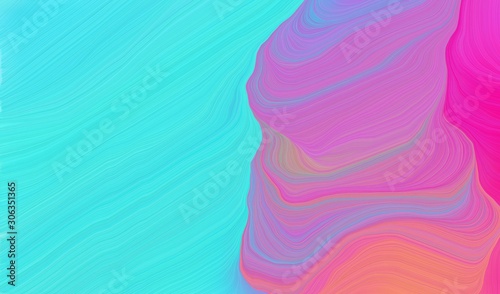 abstract waves design with pale violet red, turquoise and light pastel purple color © Eigens