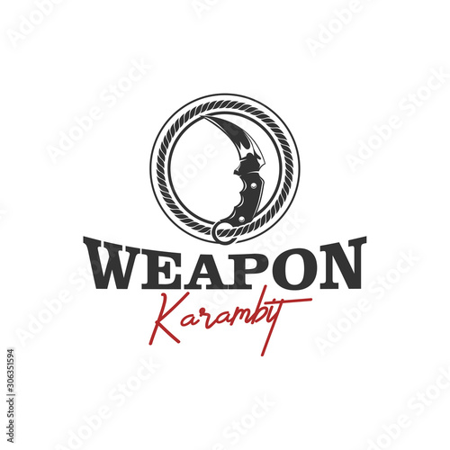 Weapon karambit traditional kife fight  indonesian, sharp tool armed dagger, simple minimalist design.