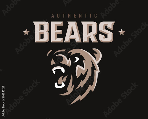 Bear modern mascot logo.Grizzly emblem design editable for your business. Vector illustration.