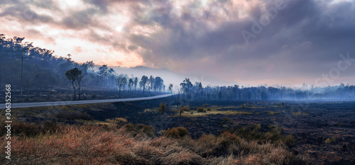 Bushfire on Mulligan Highway in November 2019  near The Southedge Dam, also known as the Lake Mitchell Dam, Mareeba Shire, Far North Queensland. - Landscape Photography.