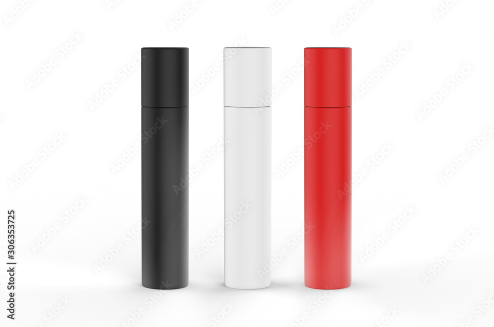 Mini perfume deodorant body spray mock up template on isolated white background, 3d illustration Mini perfume deodorant body spray mock up template on isolated white background, 3d illustration