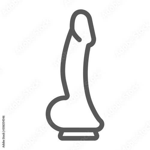 Dildo line icon, sex toy and adult, penis sign, vector graphics, a linear pattern on a white background, eps 10.