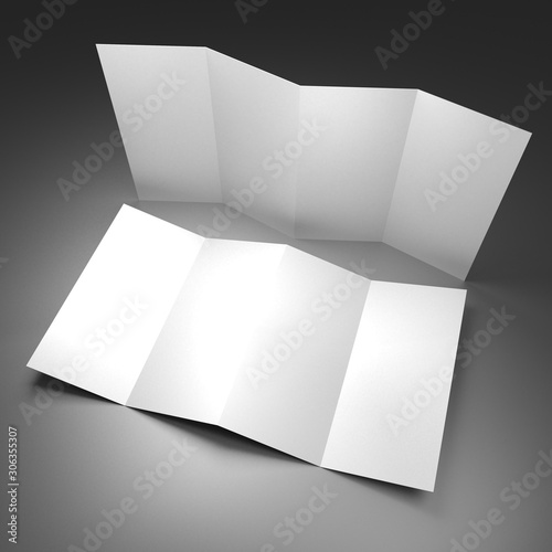 Leaflet/ brochure/ leaflet mockup (4 x DL, 4 x 99x210 mm) - 3D rendering