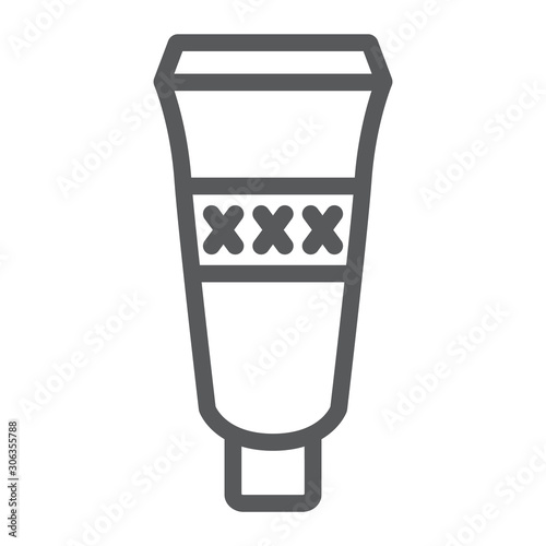 Anal lubricant line icon, gel and erotic, mastrubate sign, vector graphics, a linear pattern on a white background, eps 10.
